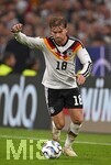 01.10.2026, Fussball UEFA Nations-League 2026/2027, 3.Spieltag, Deutschland - Serbien, in der Allianz-Arena München. Maximilian Mittelstädt (Deutschland) am Ball.