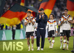 01.10.2026, Fussball UEFA Nations-League 2026/2027, 3.Spieltag, Deutschland - Serbien, in der Allianz-Arena München. v.li: Tom Bischof (Deutschland), Bundestrainer Jürgen Klopp (Deutschland), Mika Baur (Deutschland), Alexander Pavlovic (Deutschland)  nach dem Spiel bei der Ehrenrunde, 