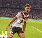 01.10.2026, Fussball UEFA Nations-League 2026/2027, 3.Spieltag, Deutschland - Serbien, in der Allianz-Arena München. Tom Bischof (Deutschland) Torjubel 