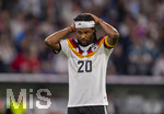 01.10.2026, Fussball UEFA Nations-League 2026/2027, 3.Spieltag, Deutschland - Serbien, in der Allianz-Arena München. Serge Gnabry (Deutschland) nachdenklich 