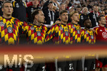 01.10.2026, Fussball UEFA Nations-League 2026/2027, 3.Spieltag, Deutschland - Serbien, in der Allianz-Arena München. Ersatzspieler bei der Nationalhymne, Said El Mala (Deutschland), David Raum (Deutschland), Vitaly Janelt (Deutschland), Finn Jeltsch (Deutschland), Ridle Baku (Deutschland) 