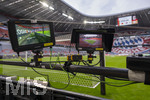 01.10.2026, Fussball UEFA Nations-League 2026/2027, 3.Spieltag, Deutschland - Serbien, in der Allianz-Arena München. Stadionansicht noch leer vor dem Spiel. Die Hintertor-TV-Angelkamera ist schon bereit.