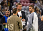01.10.2026, Fussball UEFA Nations-League 2026/2027, 3.Spieltag, Deutschland - Serbien, in der Allianz-Arena München. Moderatorenduo, zum letzten mal vor der Kamera an dem Spiel, v.li: ZDF Experete Per Mertesacker (Deutschland) und Christoph Kramer, Jochen Breyer (li)