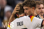 01.10.2026, Fussball UEFA Nations-League 2026/2027, 3.Spieltag, Deutschland - Serbien, in der Allianz-Arena München. Torjubel Philipp Treu (Deutschland) mit Tom Bischof (Deutschland) 
