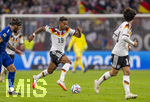 01.10.2026, Fussball UEFA Nations-League 2026/2027, 3.Spieltag, Deutschland - Serbien, in der Allianz-Arena München. Bambase Conte (Deutschland) am Ball 
