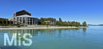 15.09.2026, Forggensee bei Füssen im Allgäu, das Festspielhaus Füssen, Aussenaufnahme mit Blick vom See.