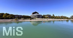 15.09.2026, Forggensee bei Füssen im Allgäu, das Festspielhaus Füssen, Aussenaufnahme mit Blick vom See.   