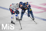 09.10.2026, München, Deutschland. PENNY DEL, Deutsche Eishockey Liga, Saison 2026/27, 7. Spieltag: EHC Red Bull München gegen ERC Ingolstadt im SAP Garden in München. Elias Pul (ERC Ingolstadt) mit Elis Hede (EHC Red Bull München) nachdenklich, ernst, fokussiert