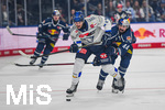 09.10.2026, München, Deutschland. PENNY DEL, Deutsche Eishockey Liga, Saison 2026/27, 7. Spieltag: EHC Red Bull München gegen ERC Ingolstadt im SAP Garden in München. Abbott Girduckis (ERC Ingolstadt) im Zweikampf, im Duell, im Kampf um den Puck mit Trevor Carrick (EHC Red Bull München)