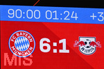 17.10.2026, Fussball Bundesliga 2026/2027, 6.Spieltag, FC Bayern München - RB Leipzig, in der Allianz-Arena München,   Das Ergebnis von 6:1 nach 90.Minuten.


