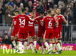17.10.2026, Fussball Bundesliga 2026/2027, 6.Spieltag, FC Bayern München - RB Leipzig, in der Allianz-Arena München, Torjubel Ismael Saibari (FC Bayern München), Nathaniel Brown (FC Bayern München), Joshua Kimmich (FC Bayern München), Konrad Laimer (FC Bayern München), Harry Kane (FC Bayern München) 
