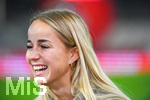 19.10.2026, München, Bayern, Deutschland. Google Pixel Frauen-Bundesliga: FC Bayern Frauen gegen VfB Stuttgart Frauen. Spielort: FC Bayern Campus-Stadion. Giulia Gwinn (FC Bayern Frauen) fröhlich, gut gelaunt, lachend