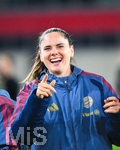 19.10.2026, München, Bayern, Deutschland. Google Pixel Frauen-Bundesliga: FC Bayern Frauen gegen VfB Stuttgart Frauen. Spielort: FC Bayern Campus-Stadion. Sarah Zadrazil (FC Bayern Frauen) fröhlich, gut gelaunt, lachend