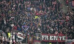 20.10.2026, Fussball UEFA Champions-League League 2026/2027, 3.Spieltag, VfB Stuttgart - Atletico Madrid, in der MHP-Arena Stuttgart,  Die Fans von Atletico Madrid
  

