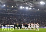 20.10.2026, Fussball UEFA Champions-League League 2026/2027, 3.Spieltag, VfB Stuttgart - Atletico Madrid, in der MHP-Arena Stuttgart, Die Stuttgarter feiern das 1:1 mit ihren Fans
  

