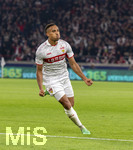 20.10.2026, Fussball UEFA Champions-League League 2026/2027, 3.Spieltag, VfB Stuttgart - Atletico Madrid, in der MHP-Arena Stuttgart, Torjubel, Torschütze Jamie Leweling (Stuttgart) 