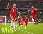 21.10.2026, Fussball UEFA Championsleague 2026/2027: 3.Spieltag,  FC Bayern München - FC Arsenal, in der Allianz-Arena München, Torjubel v.l. Harry Kane (FC Bayern München), Aleksandar Pavlovic (Bayern München) , Tom Bischof (FC Bayern München) und Ismael Saibari (FC Bayern München) 
  

