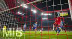 28.10.2026, Fussball DFB-Pokal 2026/2027, 2.Runde, FC Bayern München - 1.FC Magdeburg, in der Allianz-Arena München. Torschuss von Alphonso Davies (re, FC Bayern München) zum 4:1


