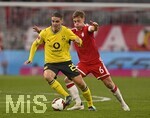 31.10.2026, Fussball Bundesliga 2026/2027, 8.Spieltag, FC Bayern München - Borussia Dortmund, in der Allianz-Arena München,   v.l. Joey Veerman (Borussia Dortmund) gegen Joshua Kimmich (FC Bayern München) 


