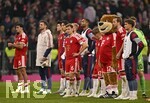 31.10.2026, Fussball Bundesliga 2026/2027, 8.Spieltag, FC Bayern München - Borussia Dortmund, in der Allianz-Arena München,   v.l. Aleksandar Pavlovic (Bayern München) , Torwart Sven Ulreich (FC Bayern München), Min-jae Kim (Bayern München, Minjae Kim), Hiroki Ito (FC Bayern München), Joshua Kimmich (FC Bayern München), Konrad Laimer (FC Bayern München), Jonathan Tah (FC Bayern München), Lennart Karl (FC Bayern München), mBerni, Harry Kane (FC Bayern München), Tom Bischof (FC Bayern München) und Torwart Jonas Urbig (FC Bayern München)   sind  enttäuscht.

